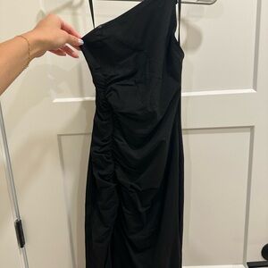 Superdown Black One Shoulder Sheath Dress